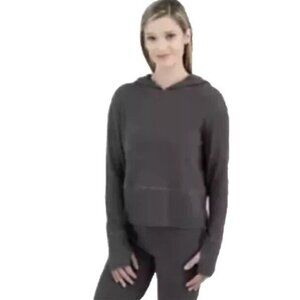 Wander by Hottotties Women's Plush Ribbed Thermal Hoodie Gray Size Medium